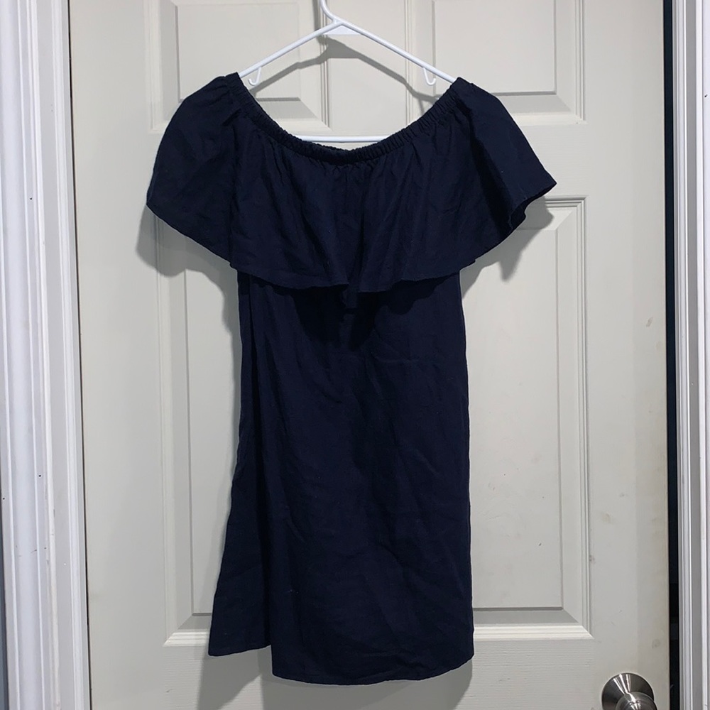 Navy blue Off-the-shoulder summer dress